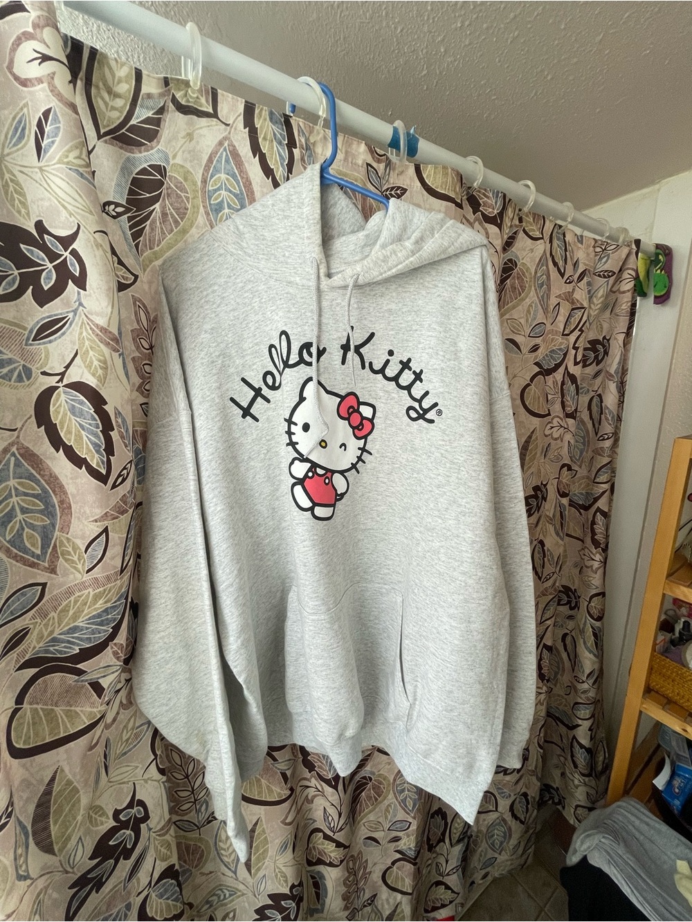 Hello Kitty Light Gray Pullover Hoodie with Pink Accent